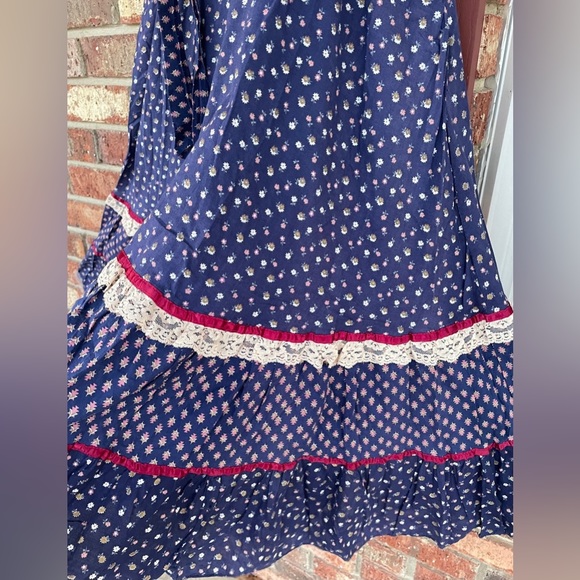 VTG 🦋Gunne Sax🦋 70’s Navy & Red Calico floral Cottage Core Prairie Dress✨ - Picture 13 of 16